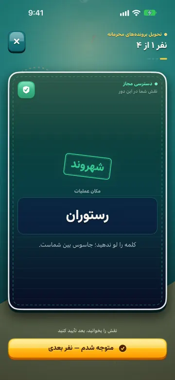 کارت نقش در بازی مکان (اسپایفال): مکان عملیات «رستوران»